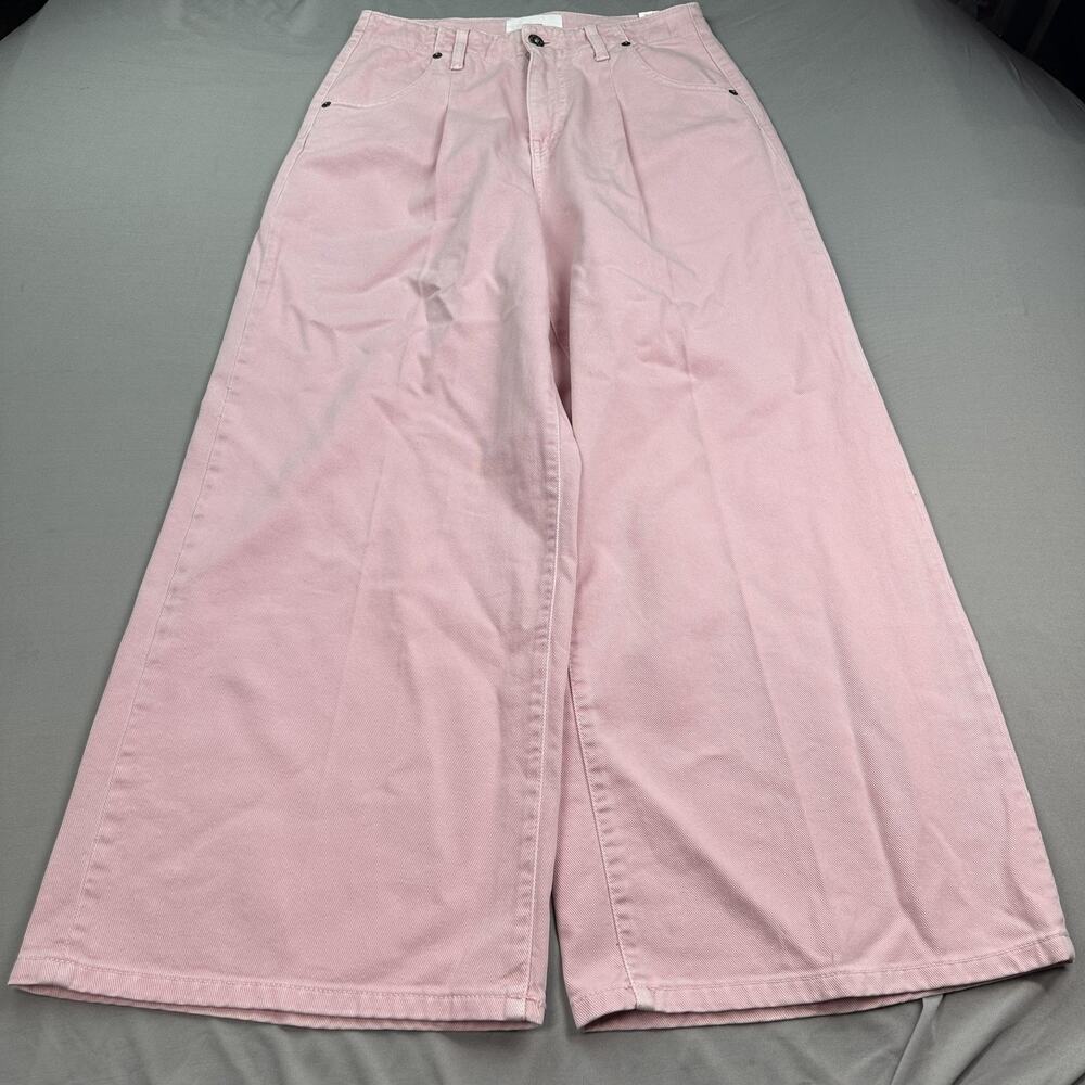 Solotre Jeans Womens 42 Pink High Rise Wide Leg Pleated Front Baggy Italy Gorpco